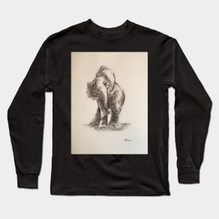 Little Elephant - ink wash painting Long Sleeve T-Shirt